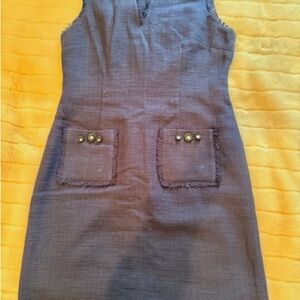 Karl Lagerfield navy tweed dress with fringe